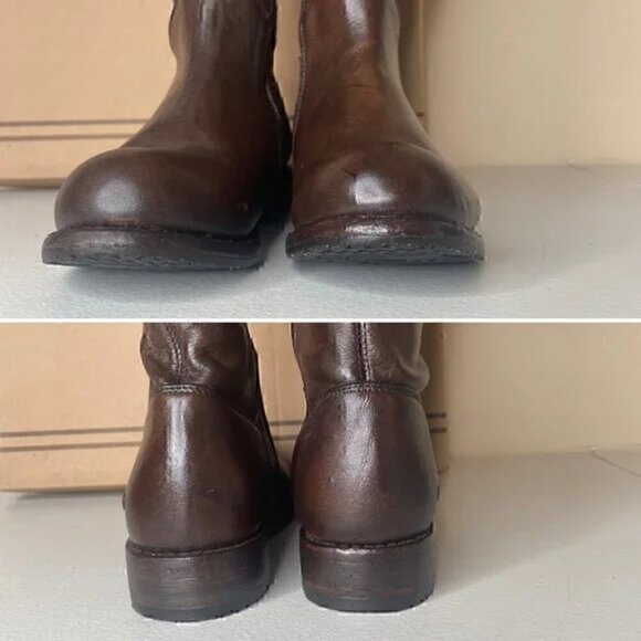 BED STU Manchester Distressed Tall Leather Riding Boots Teak Brown Size 6 - Picture 9 of 16